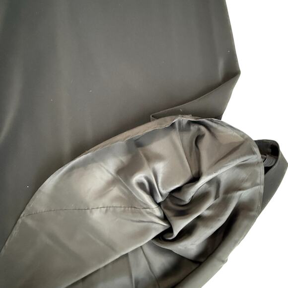 Jones NY Black Formal Maxi Dress Sz 8 Silk Trim Flutter Sleeve Gala V Neck Beads - Picture 7 of 15